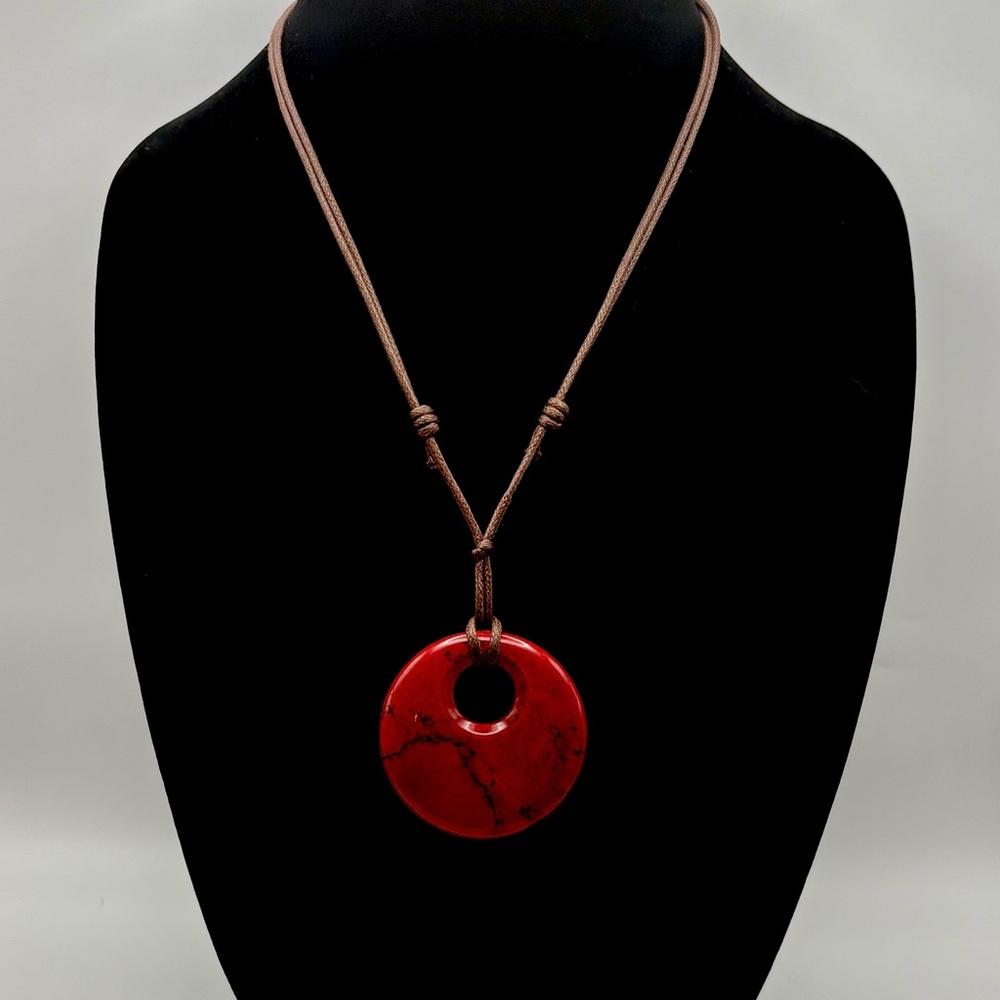 Studio Barse Natural Red Jasper Southwestern Style Pendant Necklace